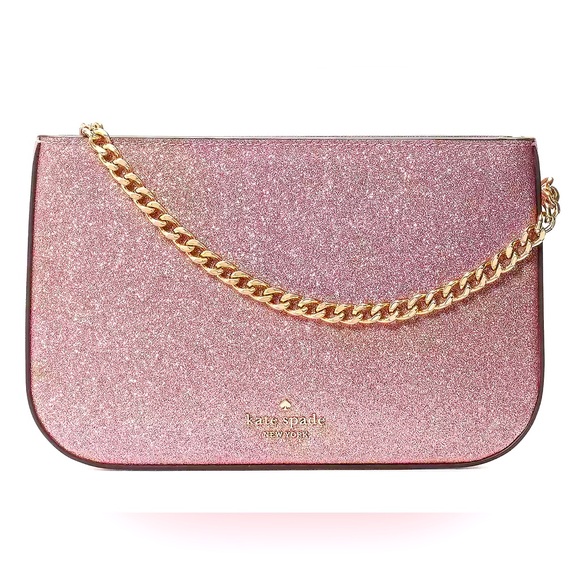 kate spade Handbags - Kate Spade NWT Pink Sparkle Glimmer Clutch Pochette